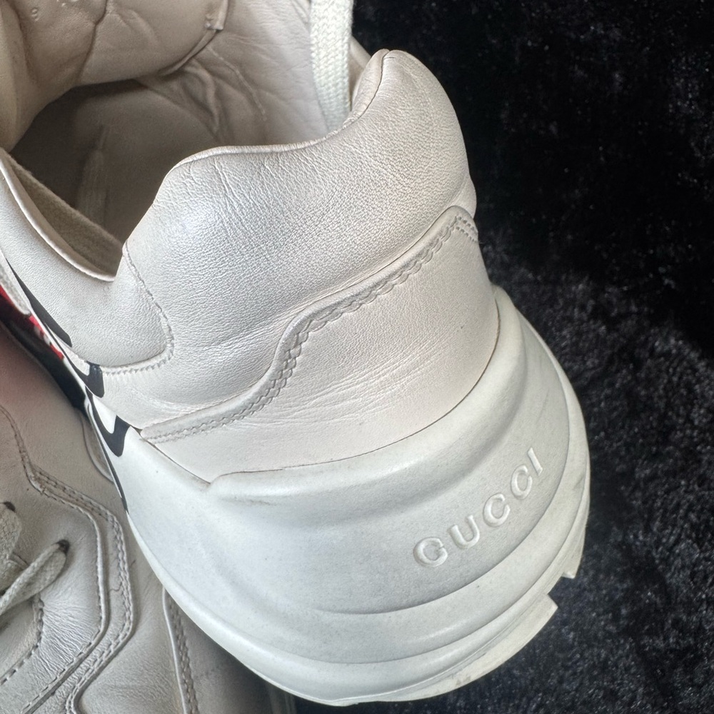 Gucci Men Leather Rython Dirty mouth Sneakers Ivory Size 10.5 US. 552089 - Picture 6 of 13